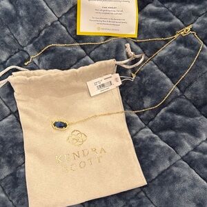 Kendra Scott Gold Necklace with Blue Pendant